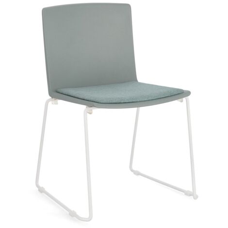 Sedia Giulia con seduta in plastica, per arredo interno 43,5 x 50 x h 79 cm -Bianco / Salvia / Confezione da 4 pezzi