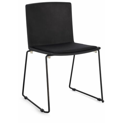 Sedia Giulia con seduta in plastica, per arredo interno 43,5 x 50 x h 79 cm -Nero / Nero / Confezione da 2 pezzi