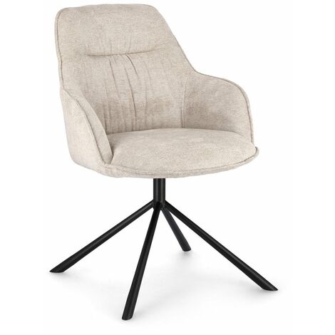 Sedia Grant con gambe in acciaio verniciato a polvere epossidica, per arredo interno 59 x 65 x h 86 cm -Avorio / Confezione da 2 pezzi