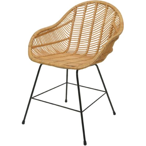 Sedia HHG-086 sala da pranzo cucina rattan Kubu intreccio metallo naturale
