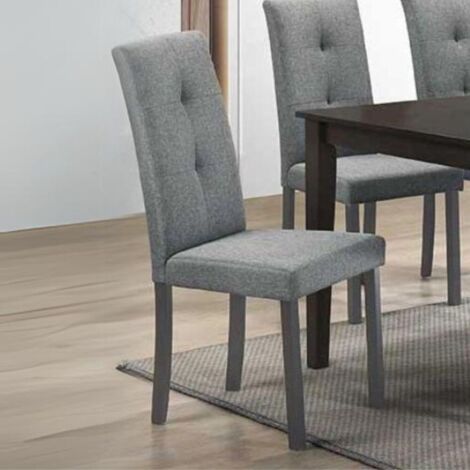 Sedia imbottita con struttura in legno e tessuto grigio Eric