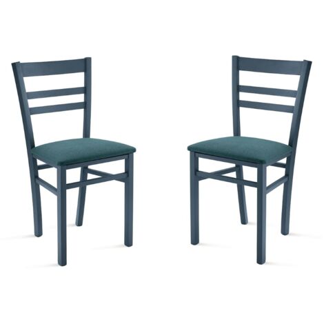 Sedia imbottita in tessuto Blu e sruttura in legno HOLLY 2 sedie