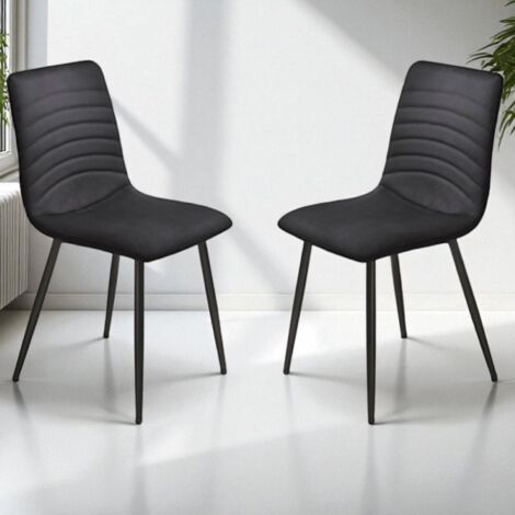 Sedia imbottita in tessuto cannettato Blu Notte CANNETO 2 sedie