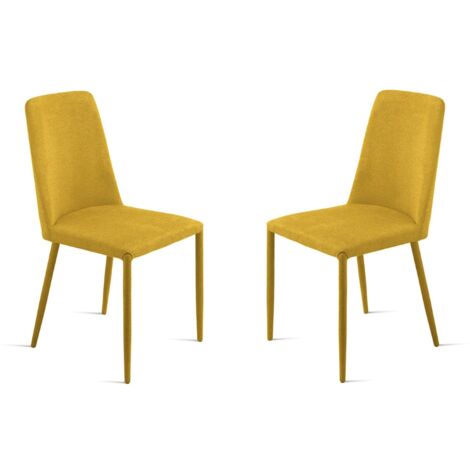 Sedia imbottita in tessuto Giallo ETTORE 2 sedie