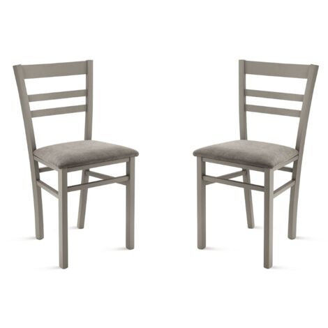 Sedia imbottita in tessuto Grigio Chiaro e sruttura in legno HOLLY 2 sedie
