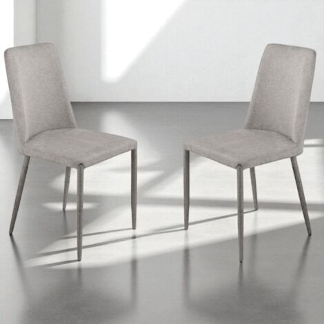 Sedia imbottita in tessuto Grigio Chiaro ETTORE 2 sedie
