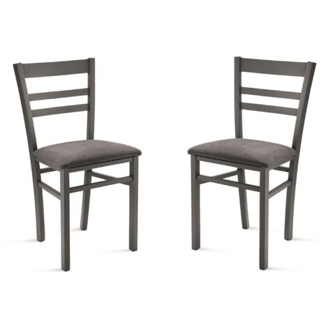 Sedia imbottita in tessuto Grigio Scuro e sruttura in legno HOLLY 2 sedie