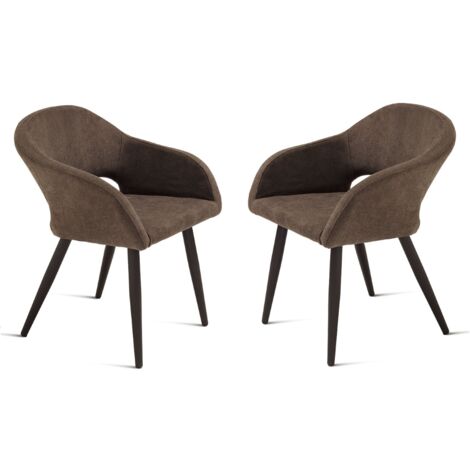 Sedia imbottita in tessuto Marrone con struttura in metallo WEST 2 sedie
