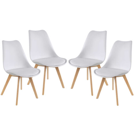 SEDIA IMBOTTITA STOCCOLMA CON GAMBE IN LEGNO 54X48X83 CM COLORE BIANCO