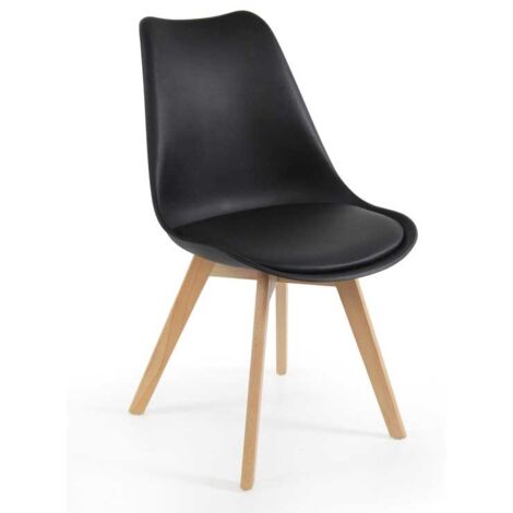 SEDIA IMBOTTITA STOCCOLMA CON GAMBE IN LEGNO 54X48X83 CM COLORE NERO