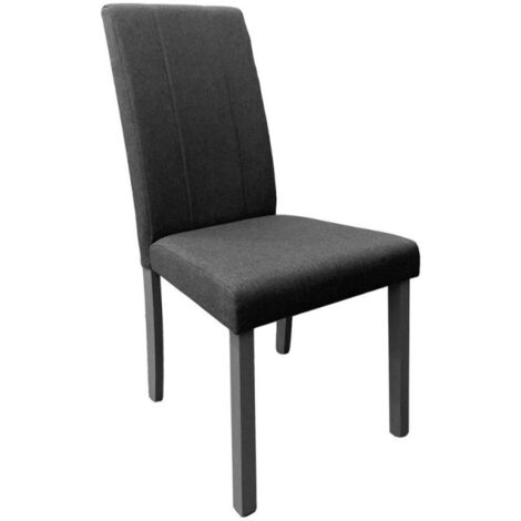 Sedia imbottita struttura in legno e tessuto grigio con cuciture verticali Tom