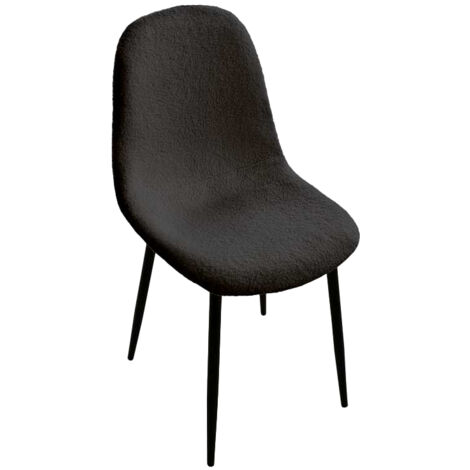 SEDIA IMBOTTITA TEDDY IN TESSUTO NERO CON GAMBE NERE 44X48X88 CM