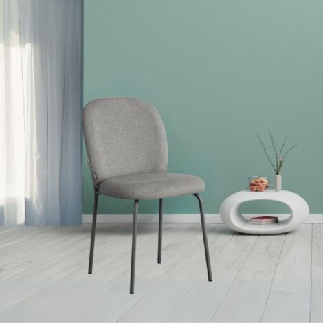 Sedia imbottita Turi in tessuto grigio set 4 pezzi