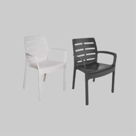 Sedia impilabile con braccioli 'borneo' col. bianco PRO GARDEN