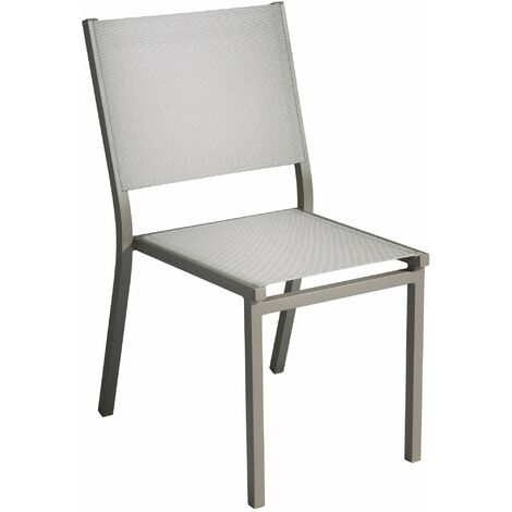 Sedia Impilabile da Giardino 48x57x87 cm in Alluminio Tortora e Textilene Elba Grigio Chiaro