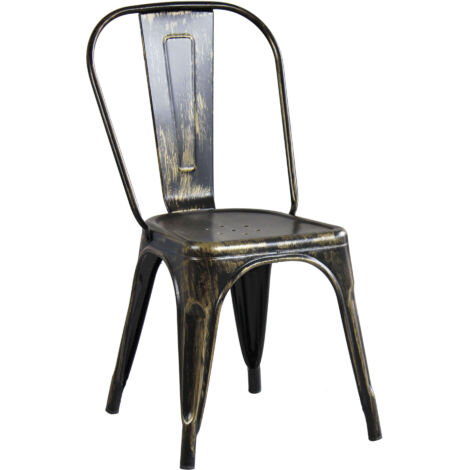 Sedia impilabile in acciaio stile industriale moderno Industrial Style Revolution -  Yellow