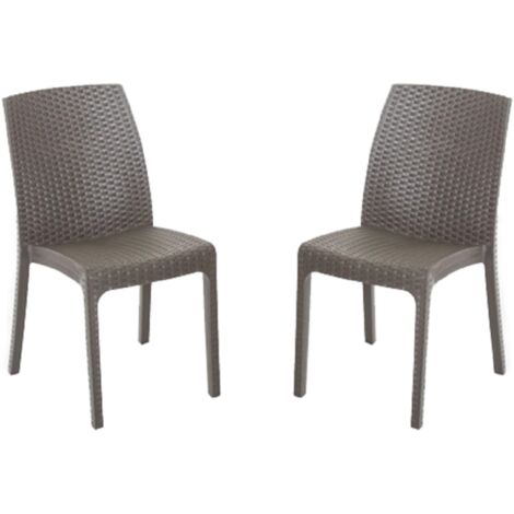 Sedia impilabile in polipropilene effetto rattan VIRGINIA Caffe' set 2 pezzi