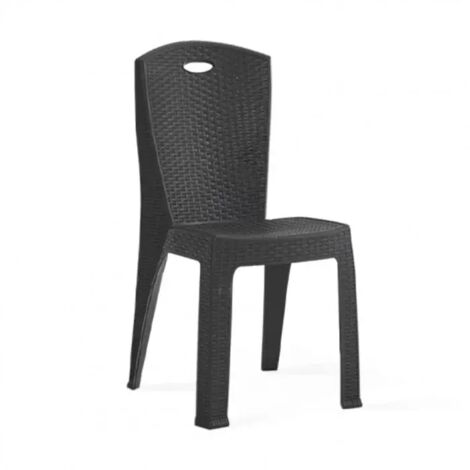 Sedia impilabile Paris in plastica effetto rattan – 38x36x88 cm – Colore antracite