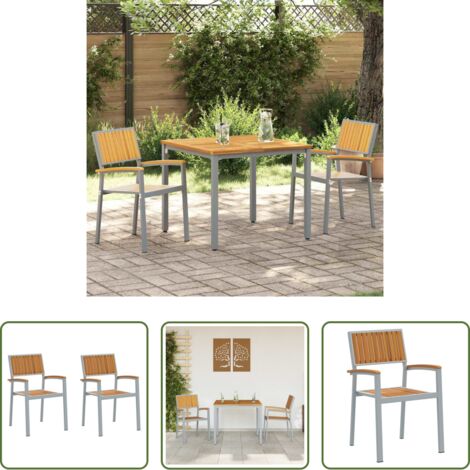 Sedia impilabile -  Sedia Impilabile 2 pcs Marrone 56 x 57 x 87 cm