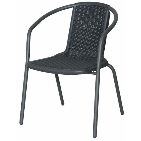 SEDIA IN ACCIAIO EFFETTO VIMINI NERO 56X56XH74 CM ARREDO ESTERNO GIARDINO 32280