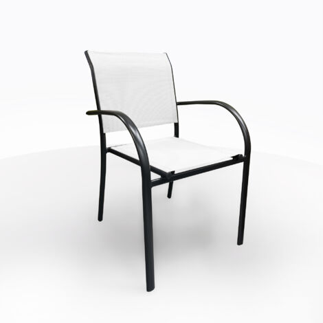 SEDIA IN ALLUMINIO ANTRACITE E TEXTILENE BIANCO