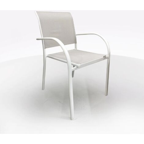 SEDIA IN ALLUMINIO BIANCO E TEXTILENE BEIGE