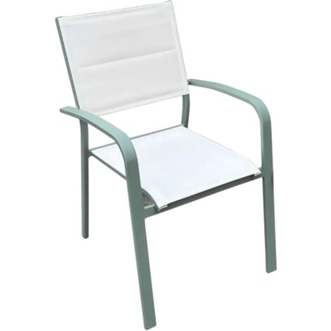 SEDIA IN ALLUMINIO VERDE MENTA E TEXTILENE BIANCO