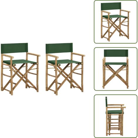 Sedia in bambù - vidaXL Sedie da Regista Pieghevoli 2 pz Verdi in Bambù e Tela - Sedia in tessuto