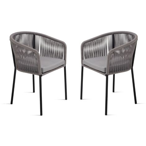 Sedia in corda Grigio Chiaro con struttura in metallo JOAN 2 sedie