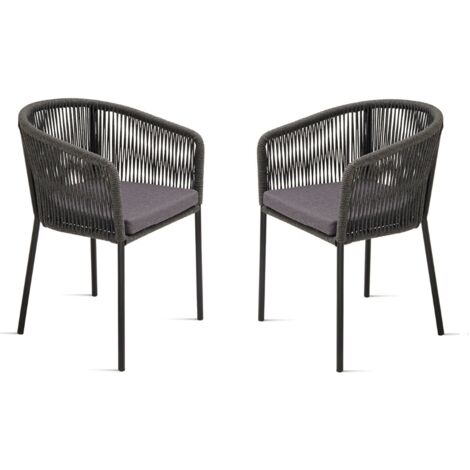 Sedia in corda Grigio Scuro con struttura in metallo JOAN 2 sedie