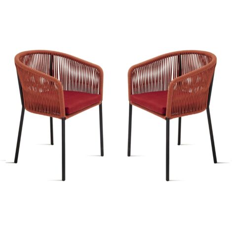 Sedia in corda Ruggine con struttura in metallo JOAN 2 sedie