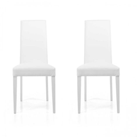 Sedia in ecopelle con gambe verniciate BIANCO mod. DENVER Set da 2 pezzi