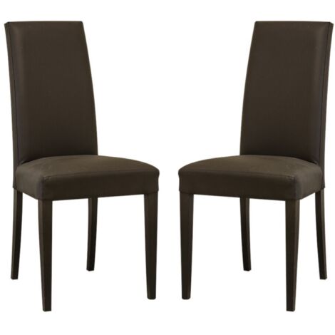 Sedia in ecopelle con gambe verniciate TESTA DI MORO mod. DENVER Set da 2 pezzi