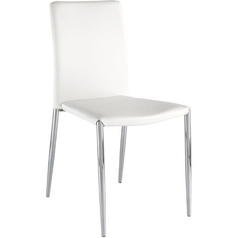 Sedia in ecopelle imbottita JESON gambe cromate vendibile set 4 pezzi  BIANCO