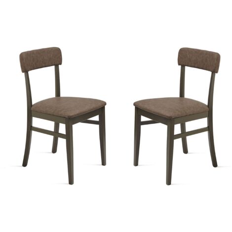 Sedia in ecopelle Marrone con struttura in legno LIPSIA 2 sedie