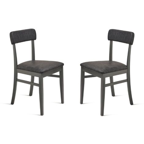 Sedia in ecopelle Nera con struttura in legno LIPSIA 2 sedie