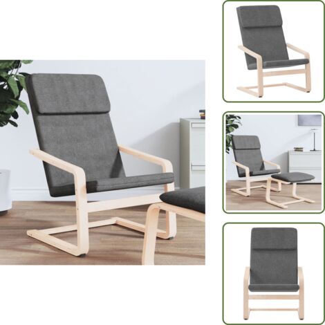 Sedia in Legno Betulla - vidaXL Sedia Relax Grigio Scuro in Tessuto - Poltrona per Riposo
