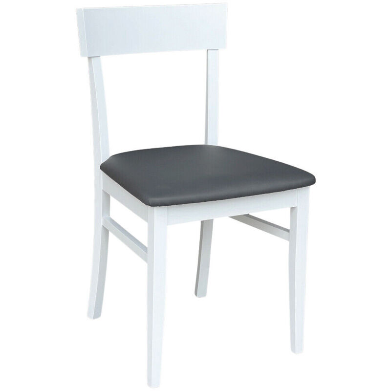 Sedia In Legno Bianca Con Seduta Similpelle Antracite X 6