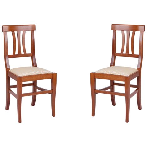 Sedia in legno con seduta imbottita LAURA Ciliegio SET 2 PZ