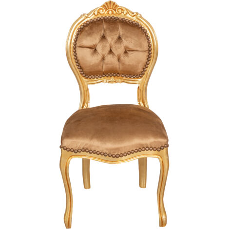 Sedia in legno da cucina da pranzo 92x45x45 cm Sedia imbottita Poltrona barocco Poltroncina oro luigi XVI Stile Francese