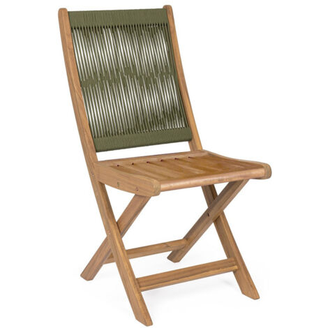 Sedia  in legno di acacia e schienale in polipropilene Verde