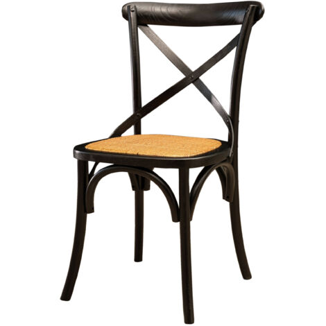 Sedia in legno di frassino e rattan moderna 88x48x52 Sedia sala da pranzo e cucina vintage Sedie Thonet rustiche (Nero)