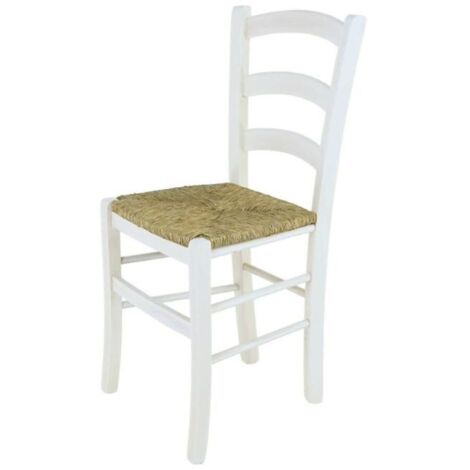 Sedia in legno massello modello Venezia Seduta Paglia - Vari colori  Colori Legno: Bianco Opaco