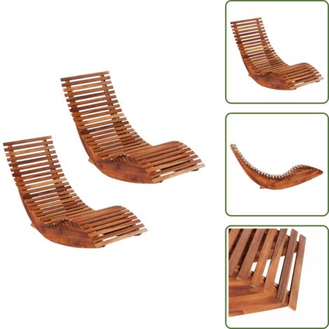 Sedia in legno - vidaXL Sedia a Sdraio a Dondolo 2 pz in Legno di Acacia - Sdraio all'aperto