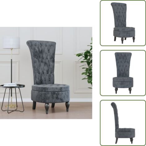 Sedia in legno - vidaXL Sedia Schienale Alto Design con Bottoni in Velluto Grigio Scuro -