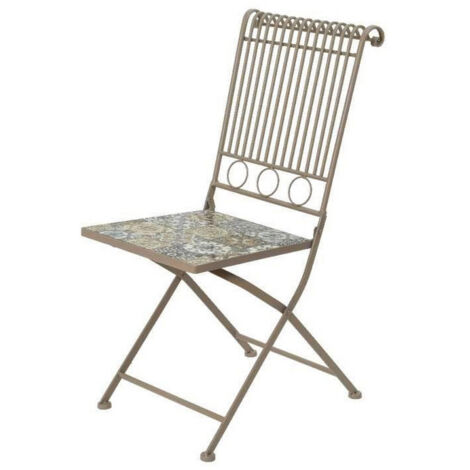 Sedia in metallo/mosaico colore: marrone 45x38x90cm modello bistrot per esterni