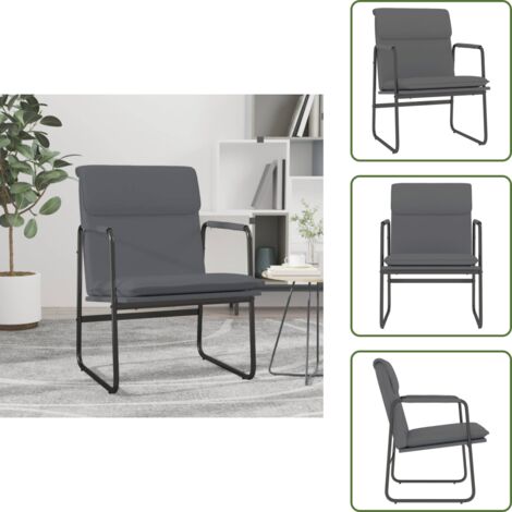 Sedia in metallo - vidaXL Sedia Lounge Grigia 55x64x80 cm in Similpelle - Sedia imbottita
