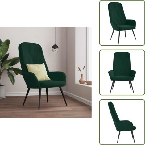 Sedia in Metallo - vidaXL Sedia Relax Verde Scuro in Velluto - Sedia in Compensato