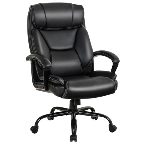Sedia in pelle con poggiatesta comodo da ufficio, sedia ergonomica per computer e con altezza regolabile, Nero