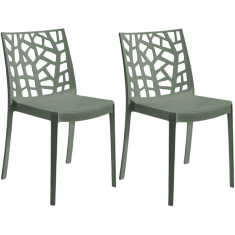 Sedia In Polipropilene Da Interno Esterno Giardino Impilabile Design Sedie Resistenti Moderne Per Terrazzo Bar Locali Commerciali Verde - 2 Sedie